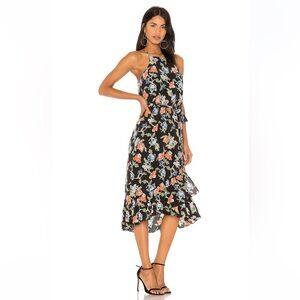 Joie Black Floral Print Midi Dress
